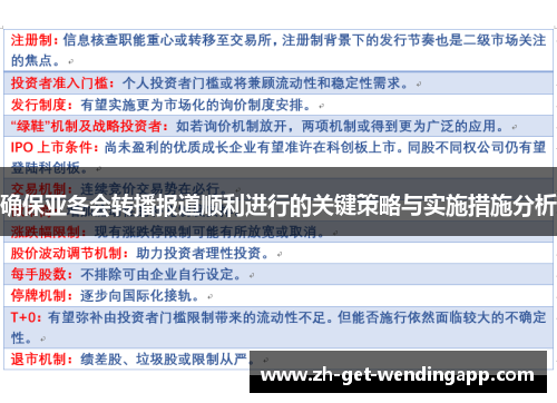 确保亚冬会转播报道顺利进行的关键策略与实施措施分析 确保亚冬会转播报道顺利进行的关键策略与实施措施分析
